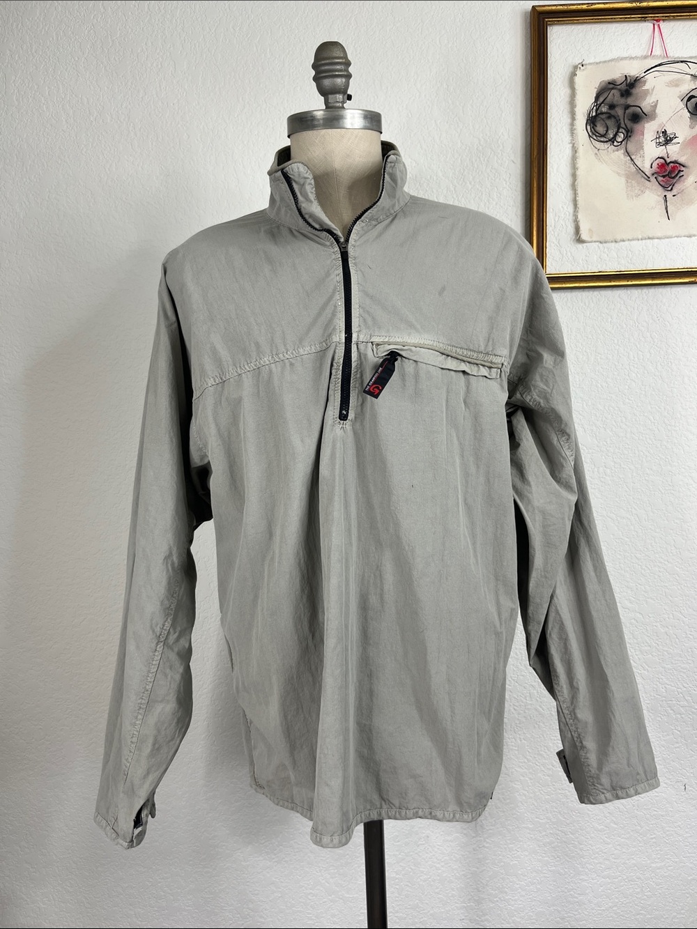 VTG Gramicci 1990s Windbreaker Pop Over Athleisure Point Collar Quarter Zip